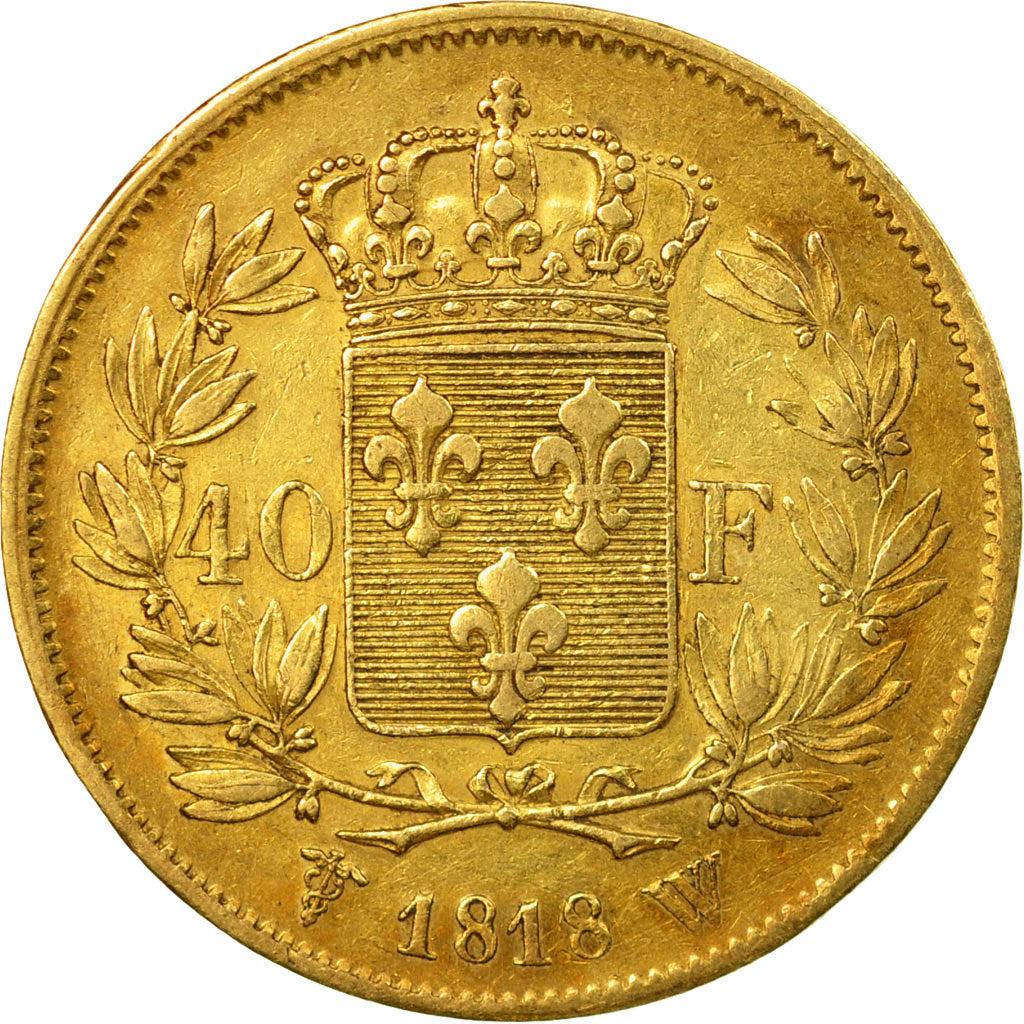 Monnaie, France, Louis XVIII, 40 Francs, 1818, Lille, TTB, Or, KM 713.6,Gad 1092