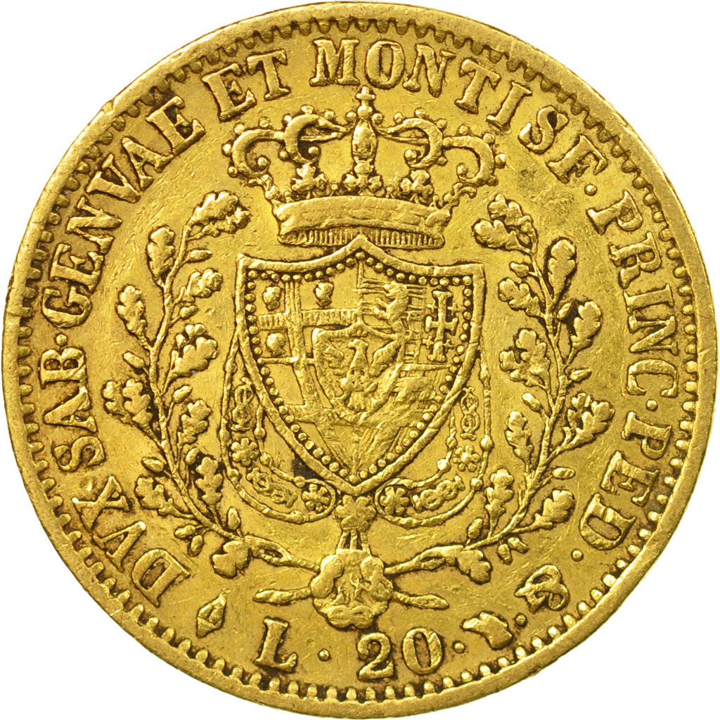 Coin,ITALIAN STATES,SARDINIA,Carlo Felice,20 Lire,1827,Torino,AU(50-53),KM 118.1