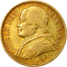 Moneda, PAPAL STATES, Pius IX, 20 Lire, 1867, Roma, MBC, Oro, KM 1382.3