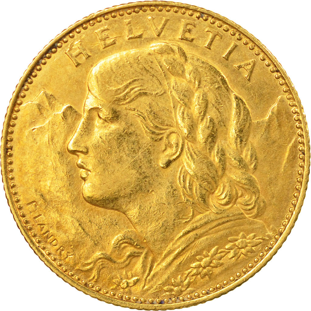 Coin, Switzerland, 10 Francs, 1913, Bern, EF(40-45), Gold, KM:36