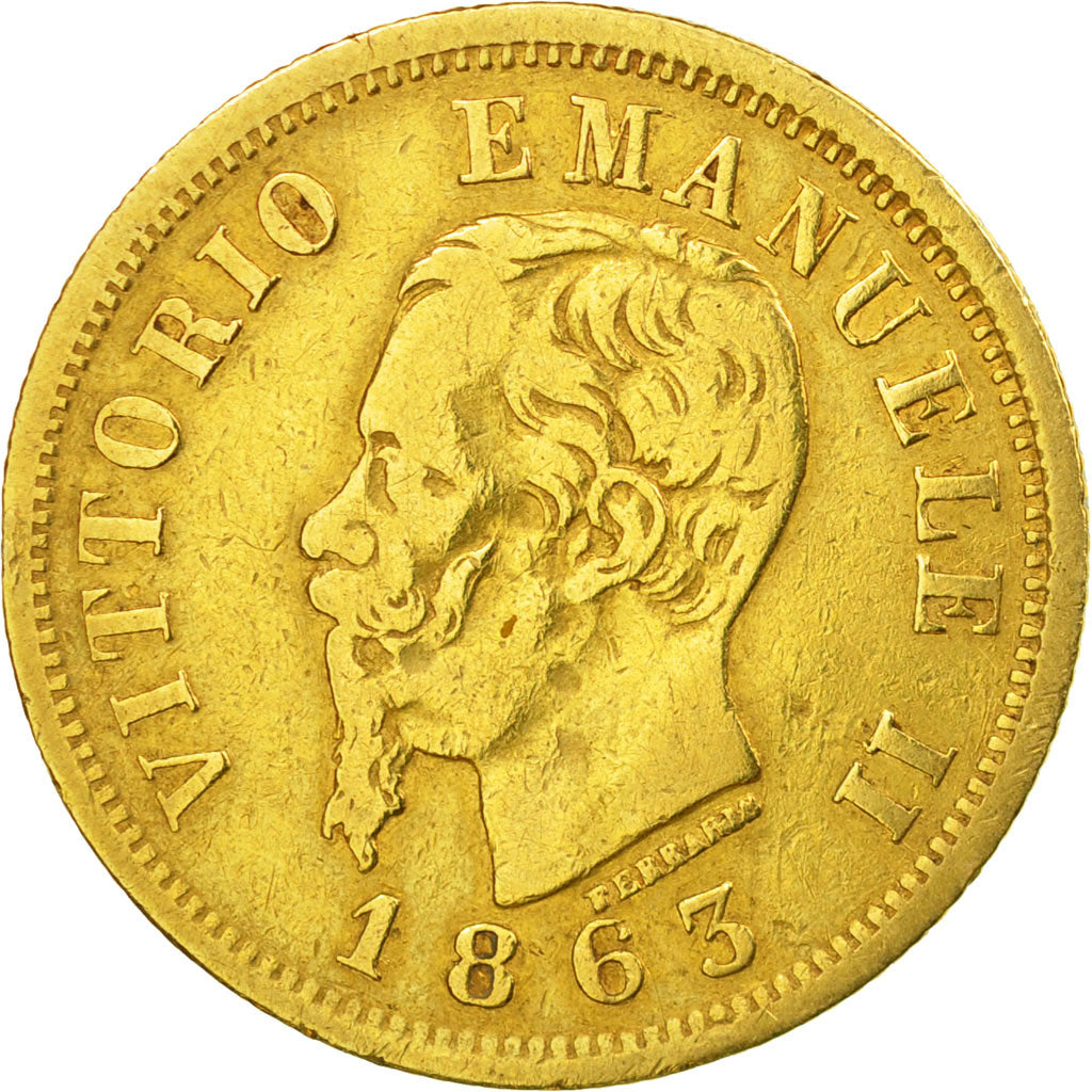 Monnaie, Italie, Vittorio Emanuele II, 10 Lire, 1863, Torino, TB+, Or, KM:9.3