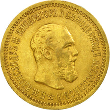 Monnaie, Russie, Alexander III, 5 Roubles, 1889, St. Petersburg, TTB+, Or, KM:42