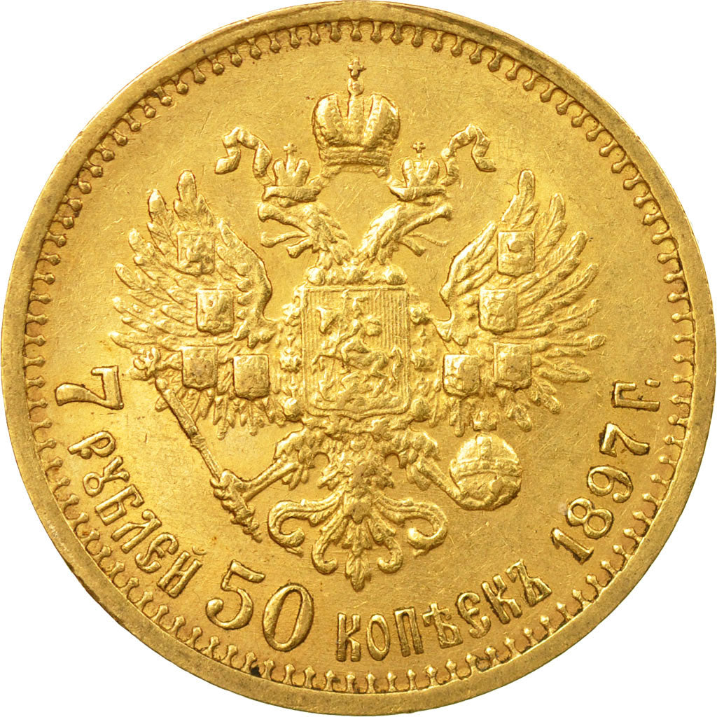 Moneda, Rusia, Nicholas II, 7 Roubles 50 Kopeks, 1897, St. Petersburg,MBC+,KM 63
