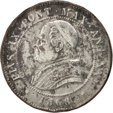 ITALIAN STATES, 4 Soldi, 20 Centesimi, 1868, Rome, KM #1374, EF(40-45), Copper,.