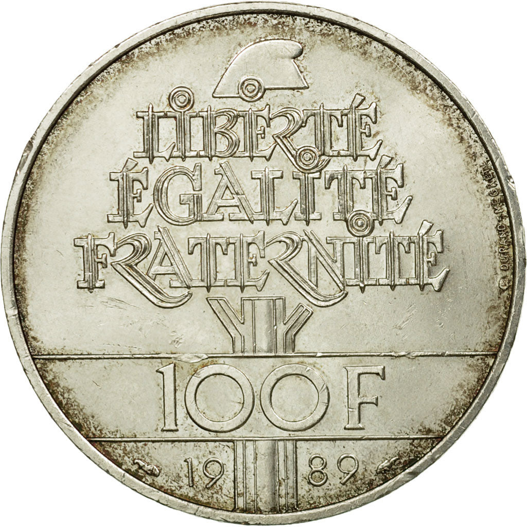 Munten, Frankrijk, Droits de l'Homme, 100 Francs, 1989, PR, Zilver, KM:970