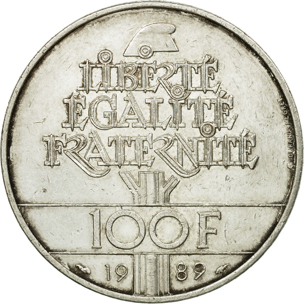 Coin, France, Droits de l'Homme, 100 Francs, 1989, AU(50-53), Silver, KM:970