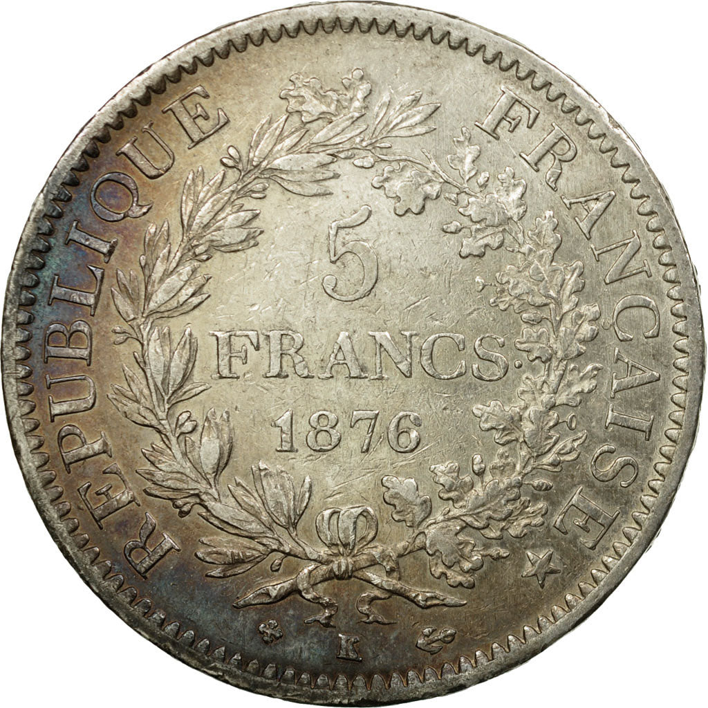 Münze, Frankreich, Hercule, 5 Francs, 1876, Bordeaux, SS, Silber, KM:820.2