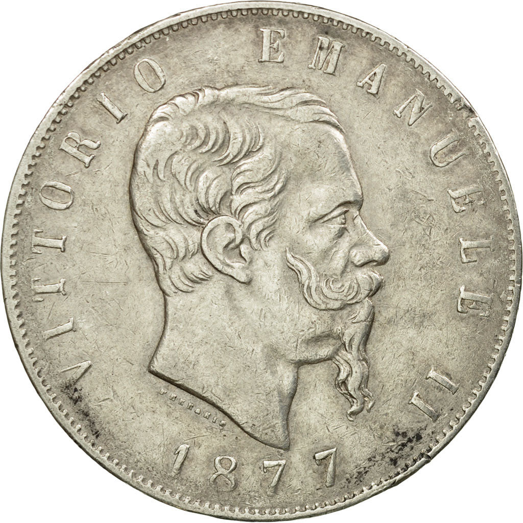 Monnaie, Italie, Vittorio Emanuele II, 5 Lire, 1877, Rome, TTB, Argent, KM:8.4
