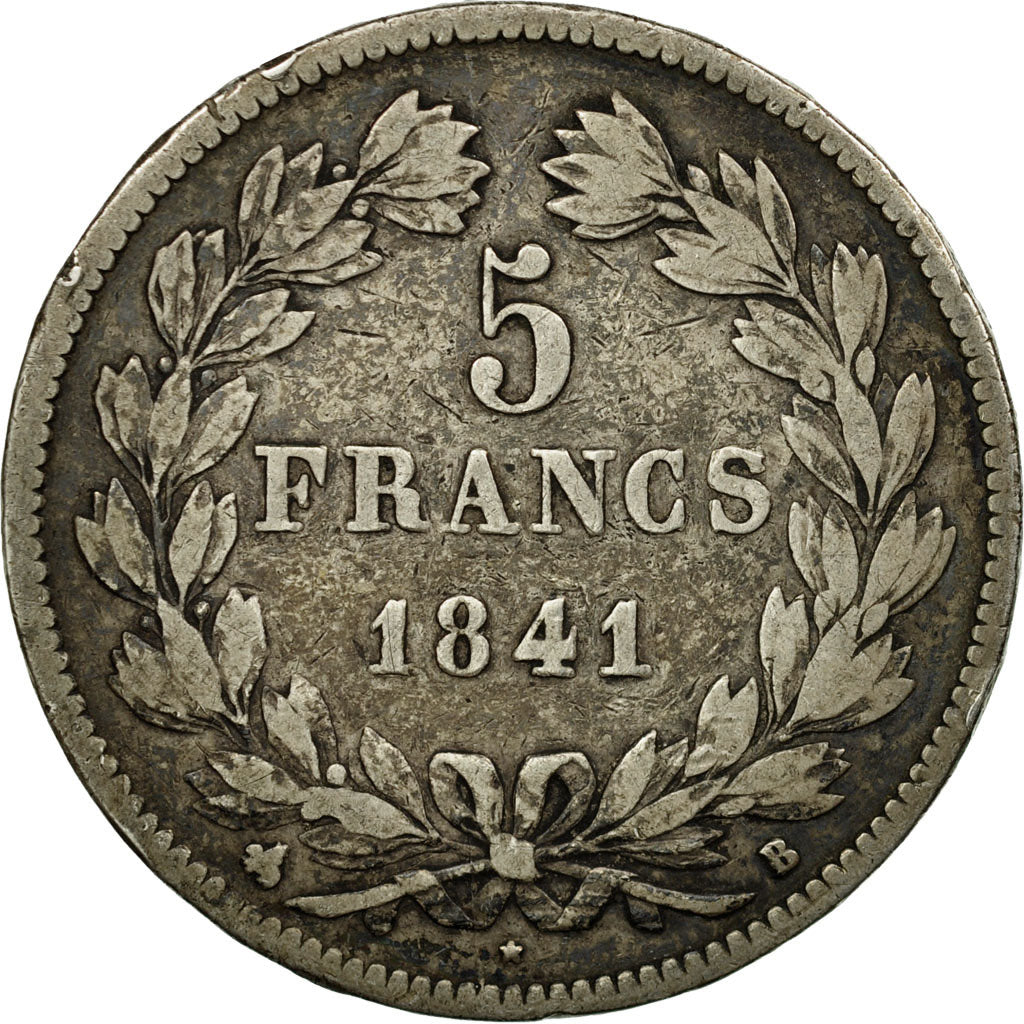 Coin, France, Louis-Philippe, 5 Francs, 1841, Rouen, VF(20-25), Silver,KM 749.2