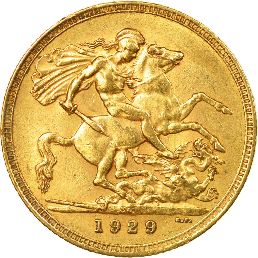 Coin, South Africa, George V, Sovereign, 1929, AU(55-58), Gold, KM:A22