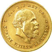 Coin, Netherlands, William III, 10 Gulden, 1875, AU(50-53), Gold, KM:105