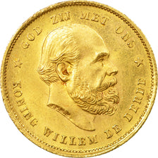 Coin, Netherlands, William III, 10 Gulden, 1877, AU(50-53), Gold, KM:106