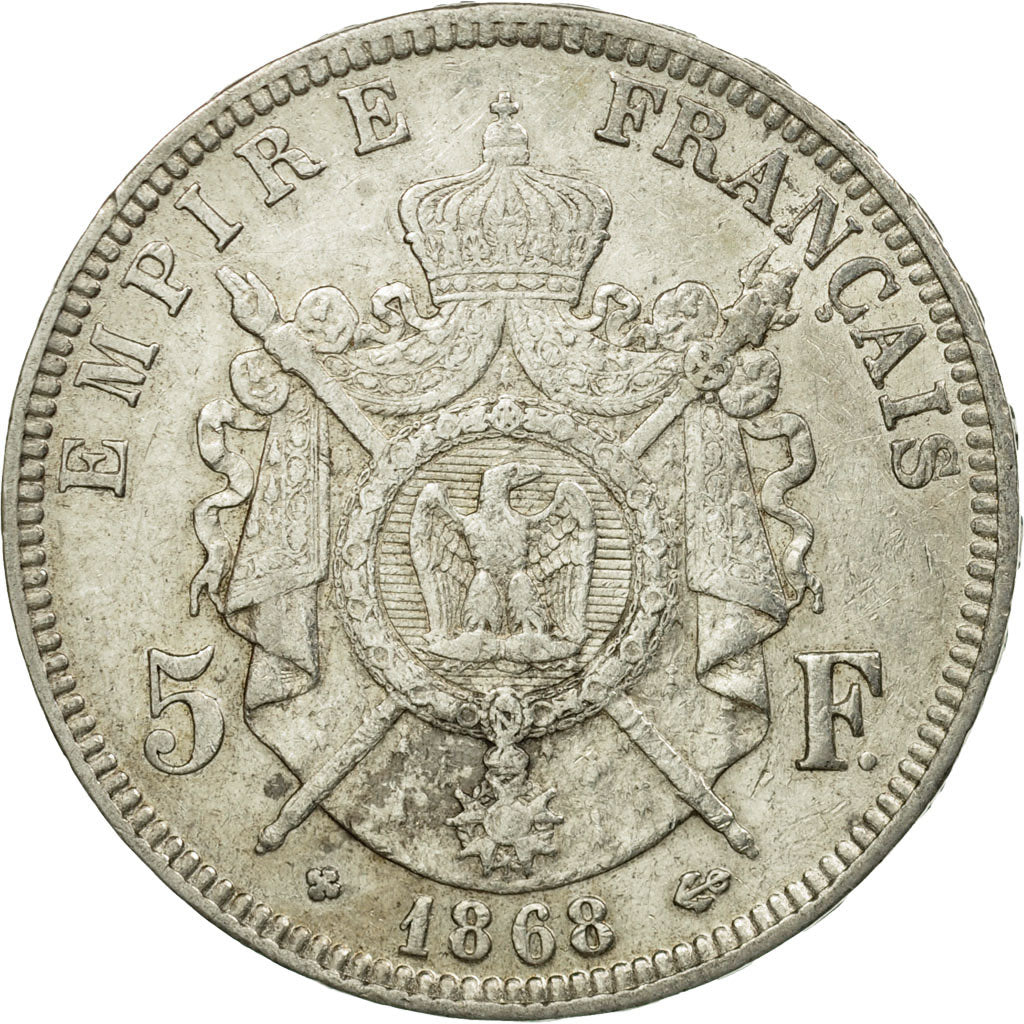Coin, France, Napoléon III, 5 Francs, 1868, Strasbourg,EF(40-45),Silver,KM 799.2