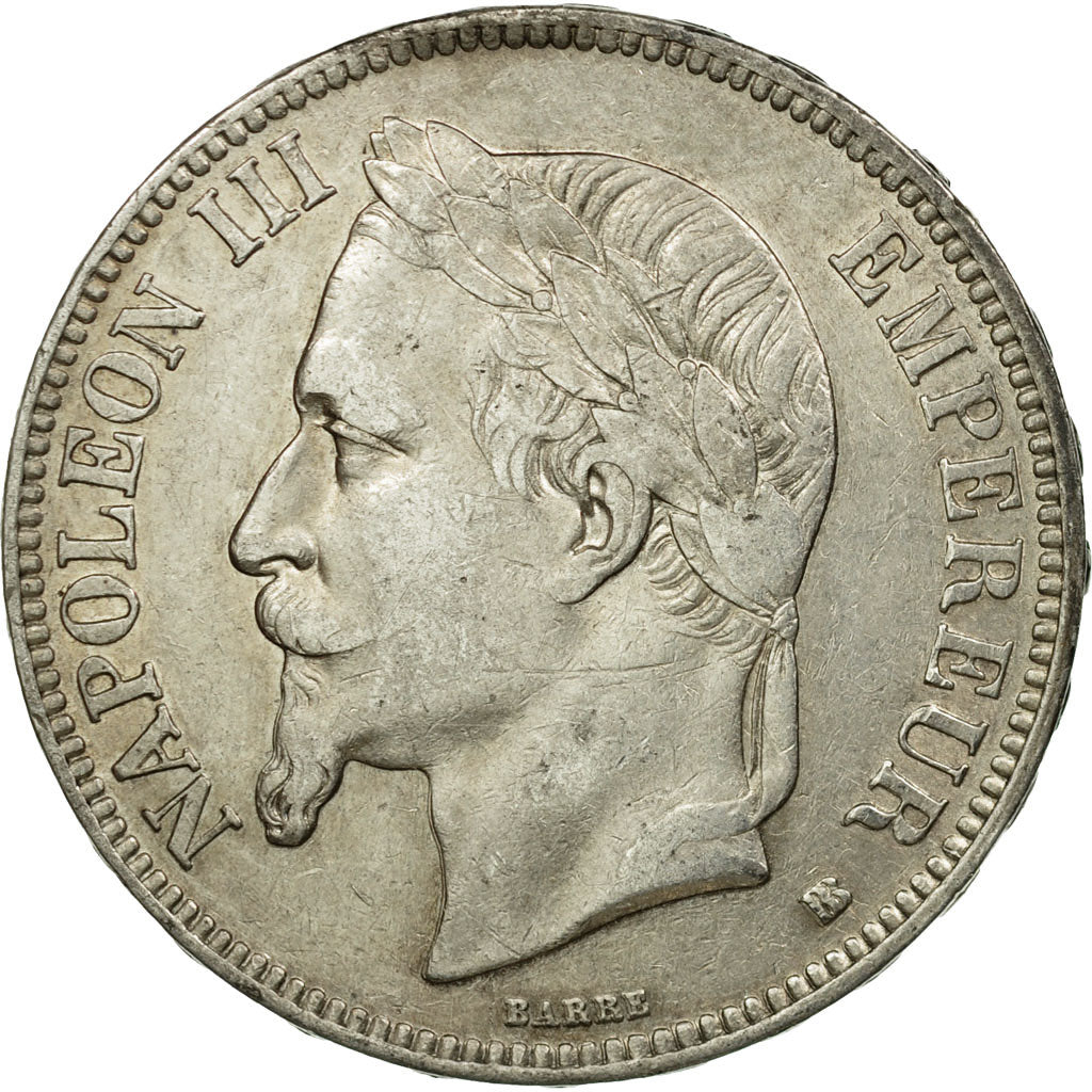 Coin, France, Napoléon III, 5 Francs, 1868, Strasbourg,AU(50-53),Silver,KM 799.2