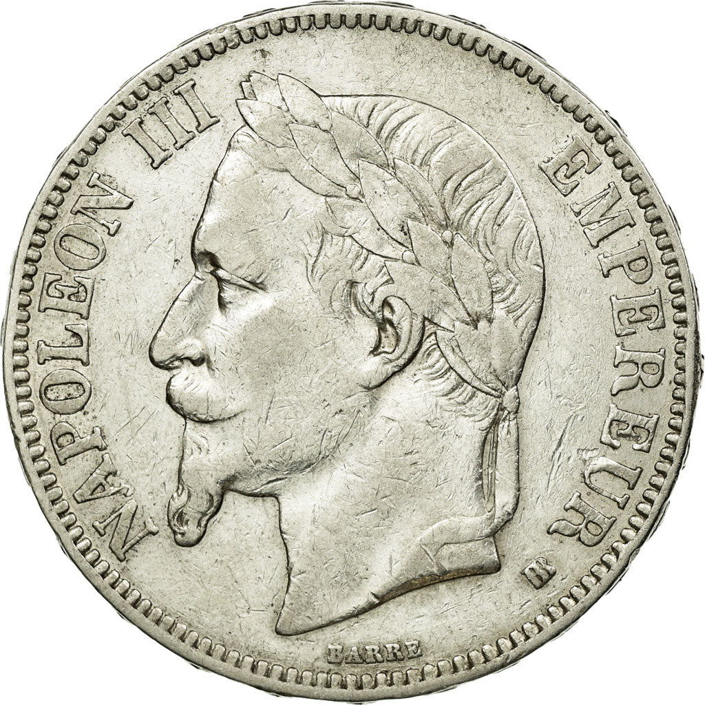 Coin, France, Napoléon III, 5 Francs, 1867, Strasbourg,EF(40-45),Silver,KM 799.2