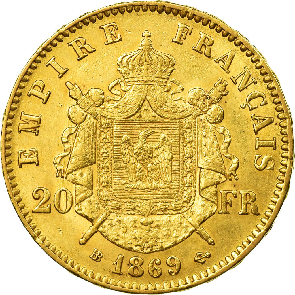Coin, France, Napoleon III, 20 Francs, 1869, Strasbourg, Gold,AU(50-53),KM 801.2