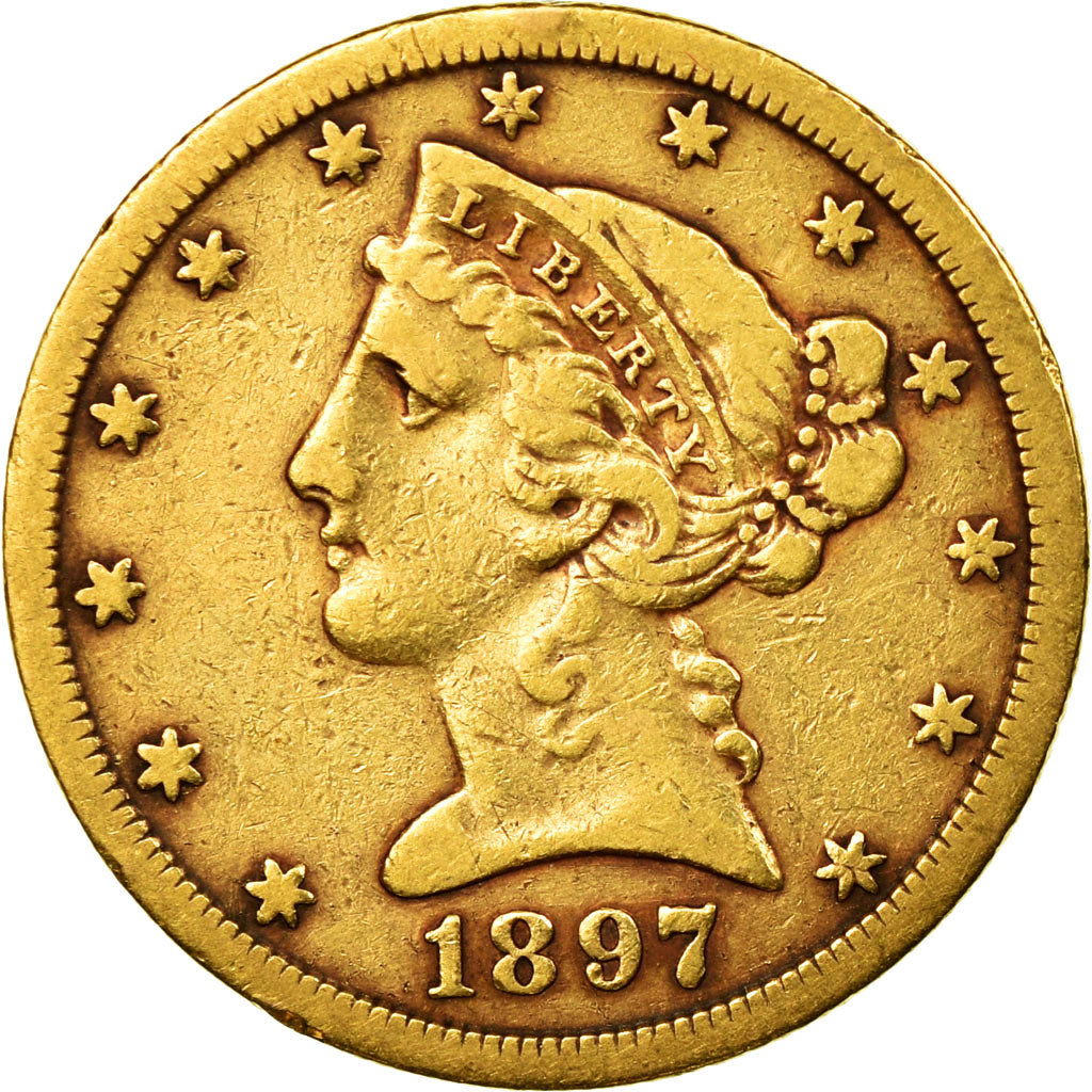 Coin, United States, Coronet Head, $5,1897,San Francisco,Gold,EF(40-45),KM 101