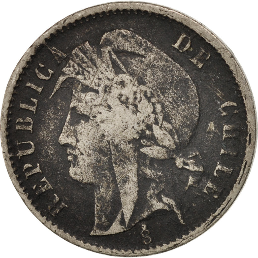 CHILE, 1/2 Centavo, 1873, Santiago, KM #148, VF(20-25), Copper-Nickel, 21, 2.81