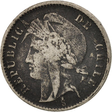 CHILE, 1/2 Centavo, 1873, Santiago, KM #148, VF(20-25), Copper-Nickel, 21, 2.81