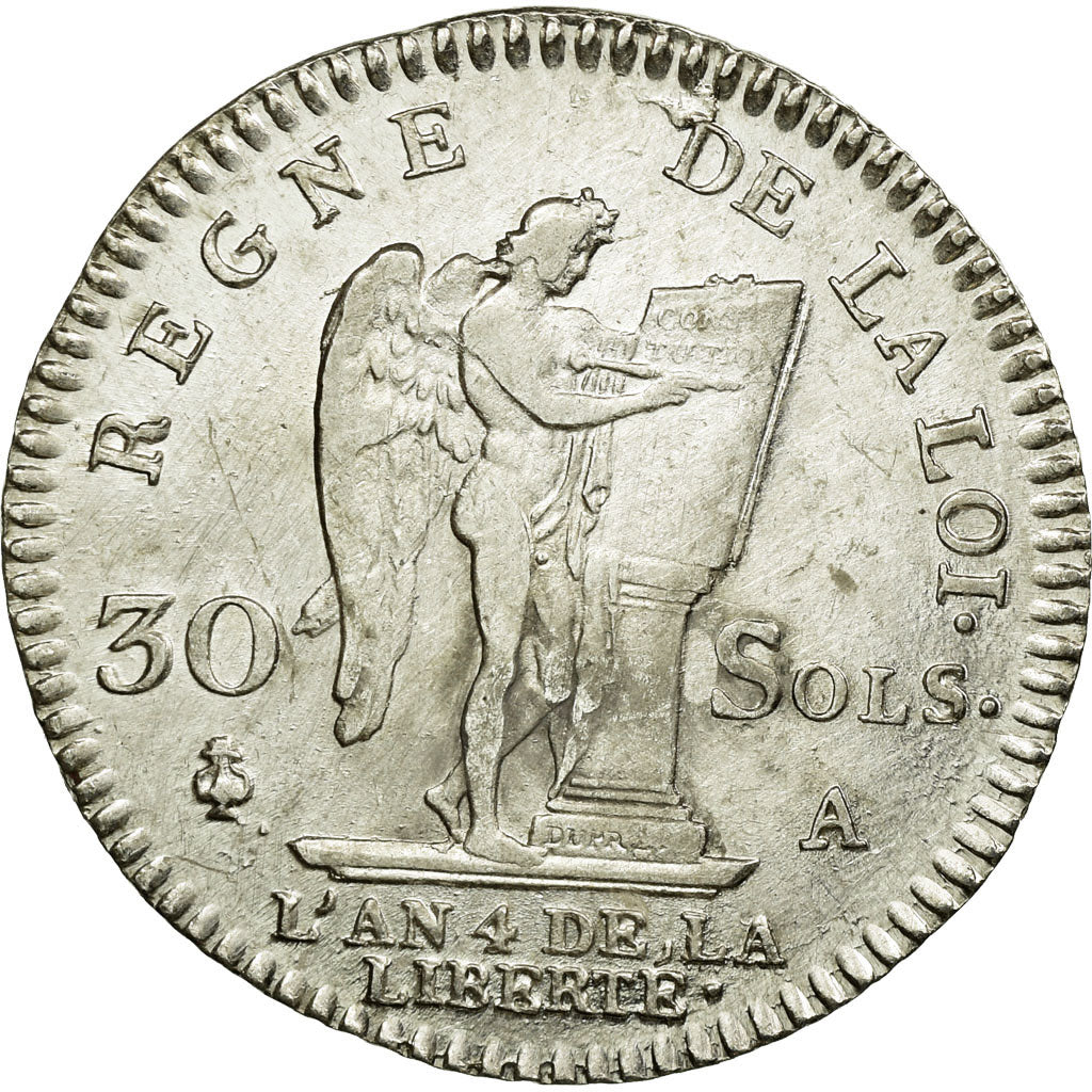 Munten, Frankrijk, 30 sols françois, 1792, Paris, ZF+, Zilver, KM 606.1