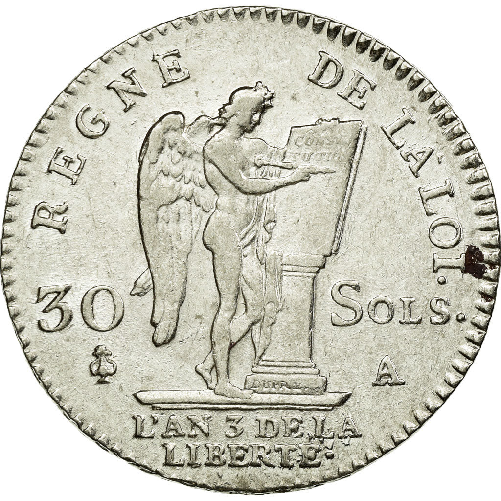 Munten, Frankrijk, 30 sols françois, 1791, Paris, ZF+, Zilver, KM 606.1