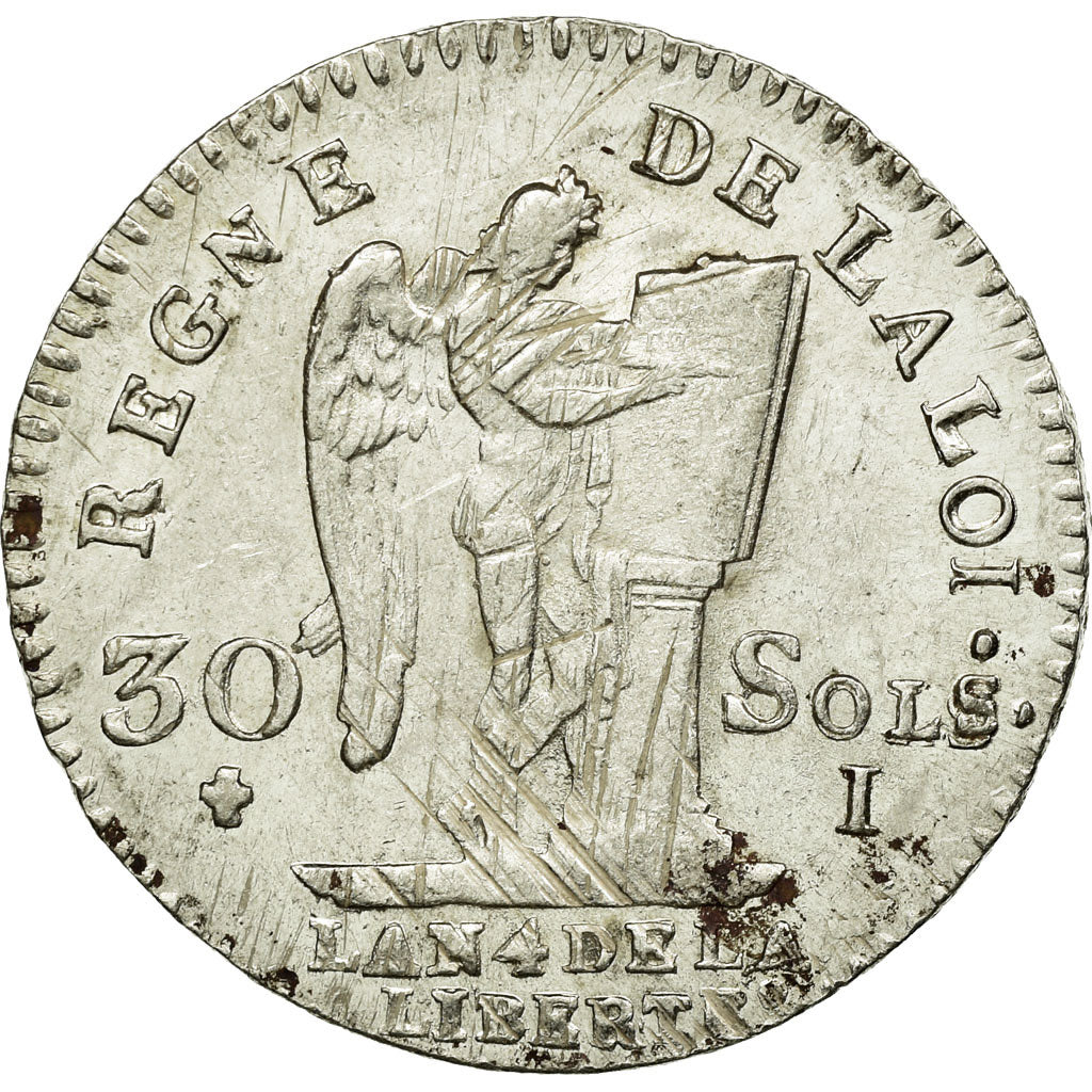 Coin, France, 30 sols françois, 1792, Limoges, AU(50-53), Silver, KM 606.7