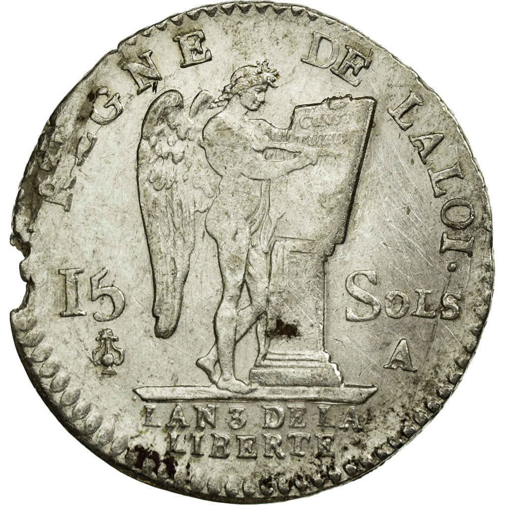 Moneda, Francia, 15 sols françois, 1791, Paris, MBC, Plata, KM 604.1