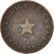 CHILE, 1/2 Centavo, 1835, Santiago, KM #114, VF(20-25), Copper, 22.1, 8.64