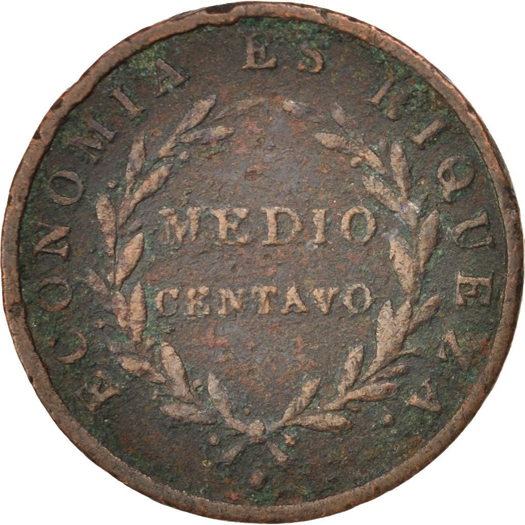 CHILE, 1/2 Centavo, 1835, Santiago, KM #114, VF(20-25), Copper, 22.1, 8.64