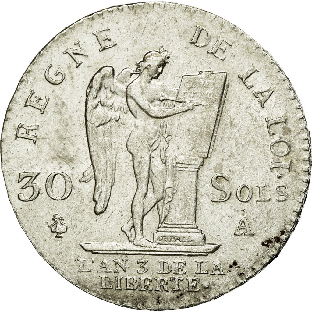 Coin, France, 30 sols françois, 1791, Paris, AU(50-53), Silver, KM 606.1