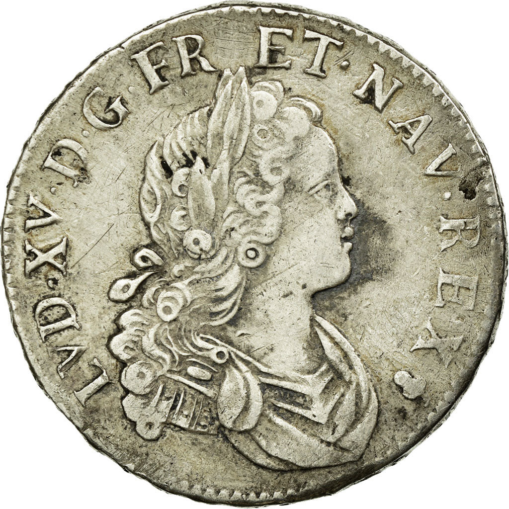 Coin, France, Louis XV, 1/2 Écu de France-Navarre,1719,Reims,VF(20-25),KM 434.8