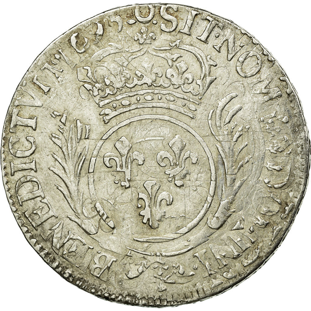 Munten, Frankrijk, Louis XIV, 1/2 Ecu aux Palmes, 1695, FR+, Zilver, Gadoury:185