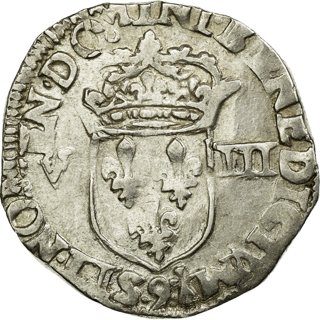 Coin, France, Louis XIII, 1/8 Écu à la croix,1617, Rennes,VF(30-35),KM 44.17