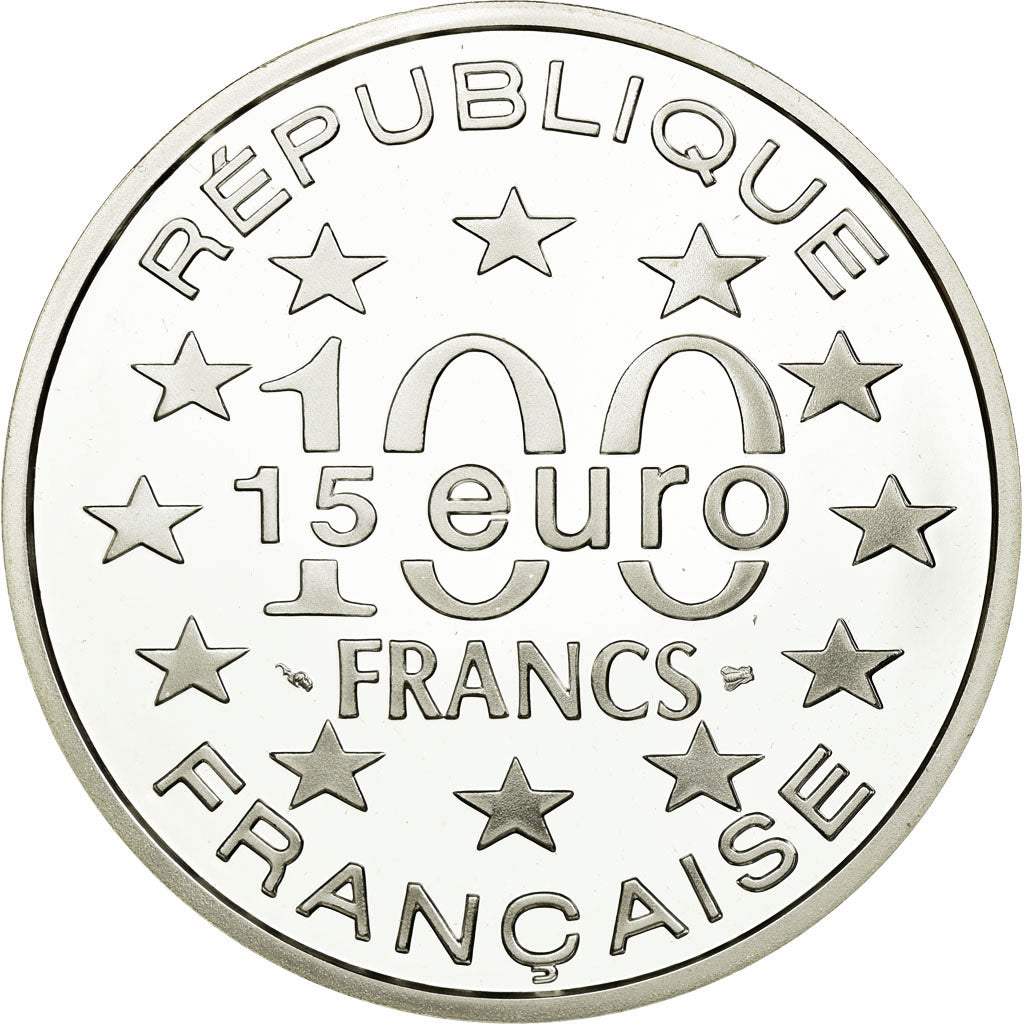Coin, France, 100 Francs-15 Euro, 1996, Paris, MS(65-70), Silver, KM:1156
