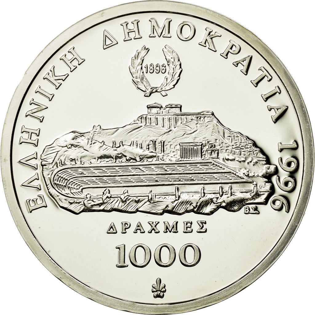 Coin, Greece, 1000 Drachmes, 1996, MS(65-70), Silver, KM:166