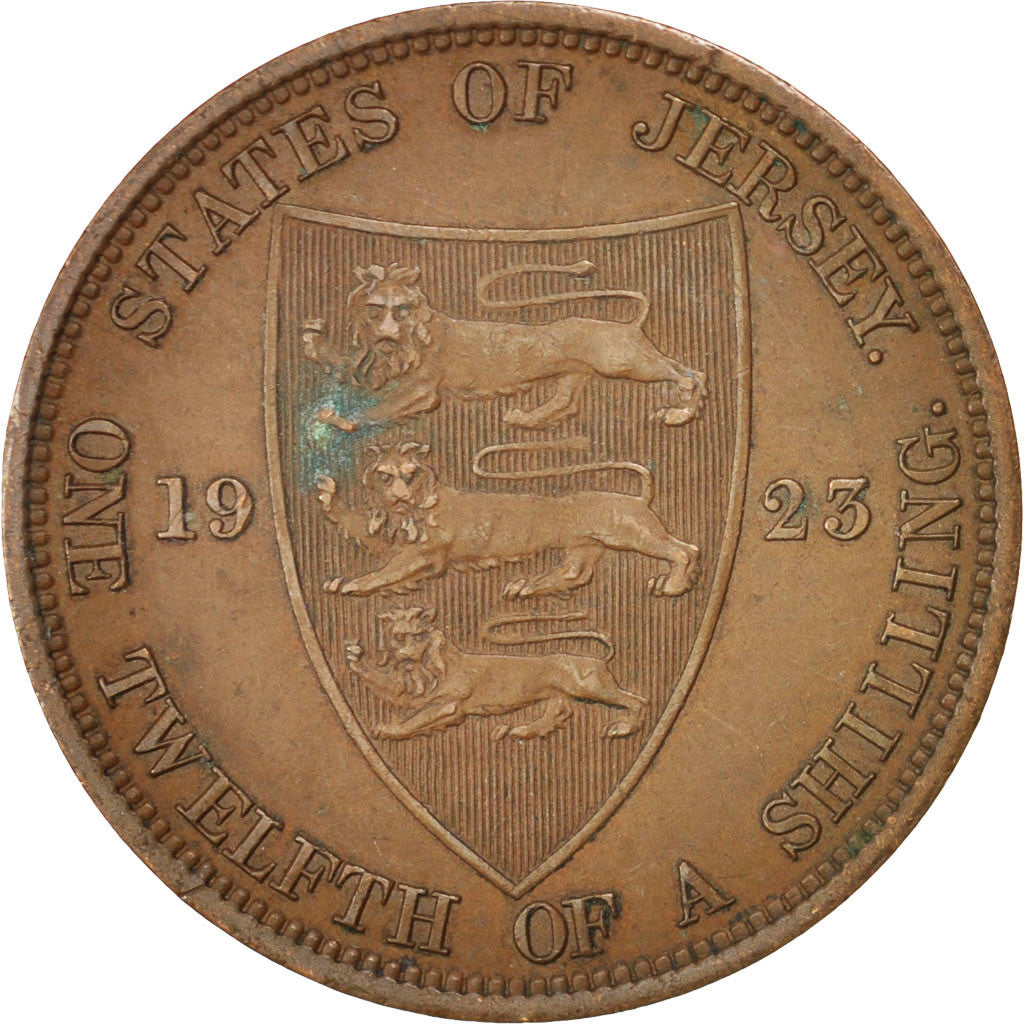Coin, Jersey, George V, 1/12 Shilling, 1923, EF(40-45), Bronze, KM:14