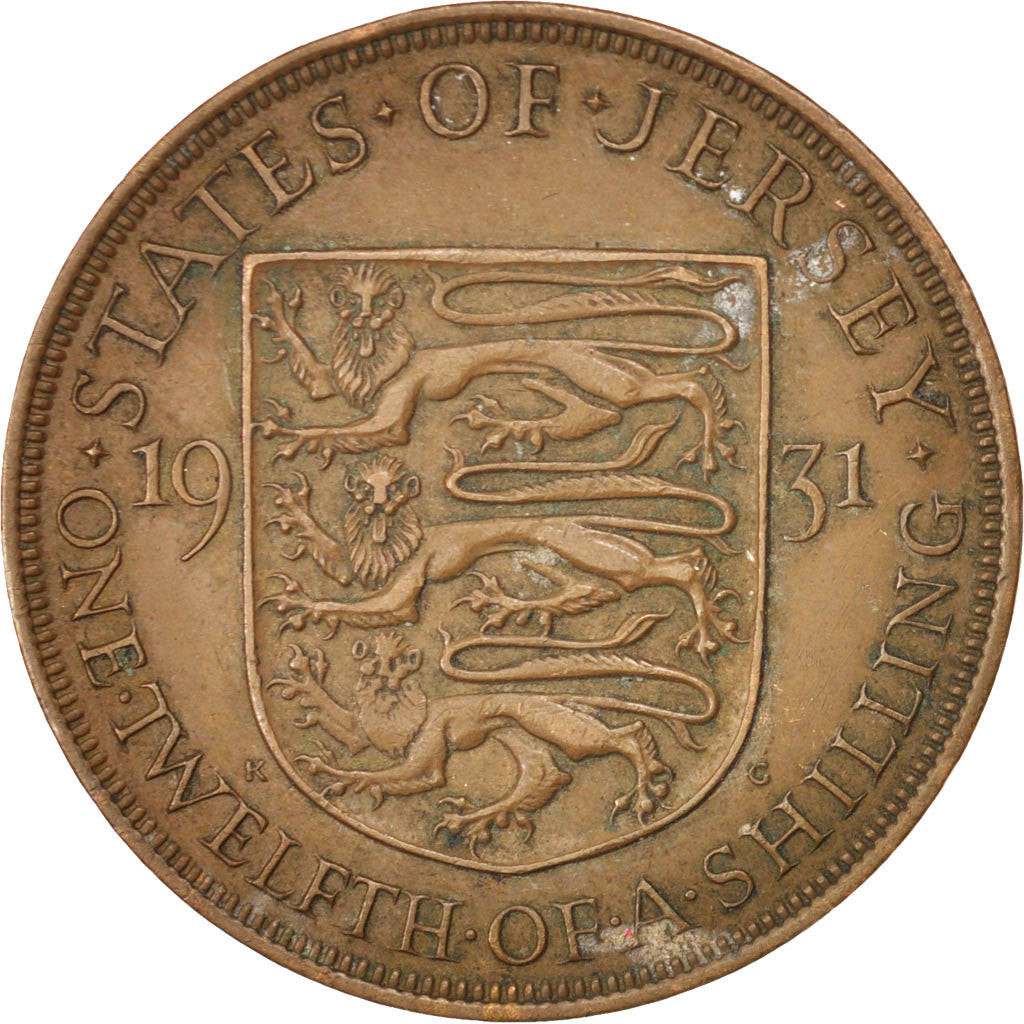 JERSEY, 1/12 Shilling, 1931, KM #16, EF(40-45), Bronze, 9.40