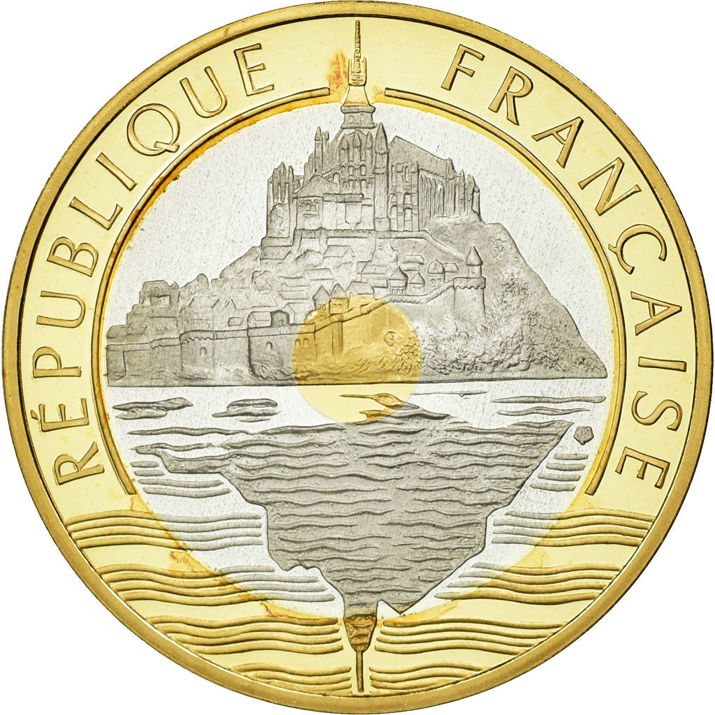 Coin,France,Mont Saint Michel,20 Francs,1992, MS(65-70),Tri-Metallic,KM 1008.2a