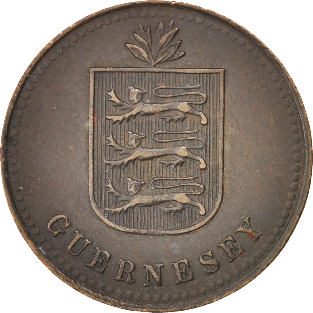 GUERNSEY, 4 Doubles, 1920, Birmingham, KM #13, AU(50-53), Bronze, 4.80