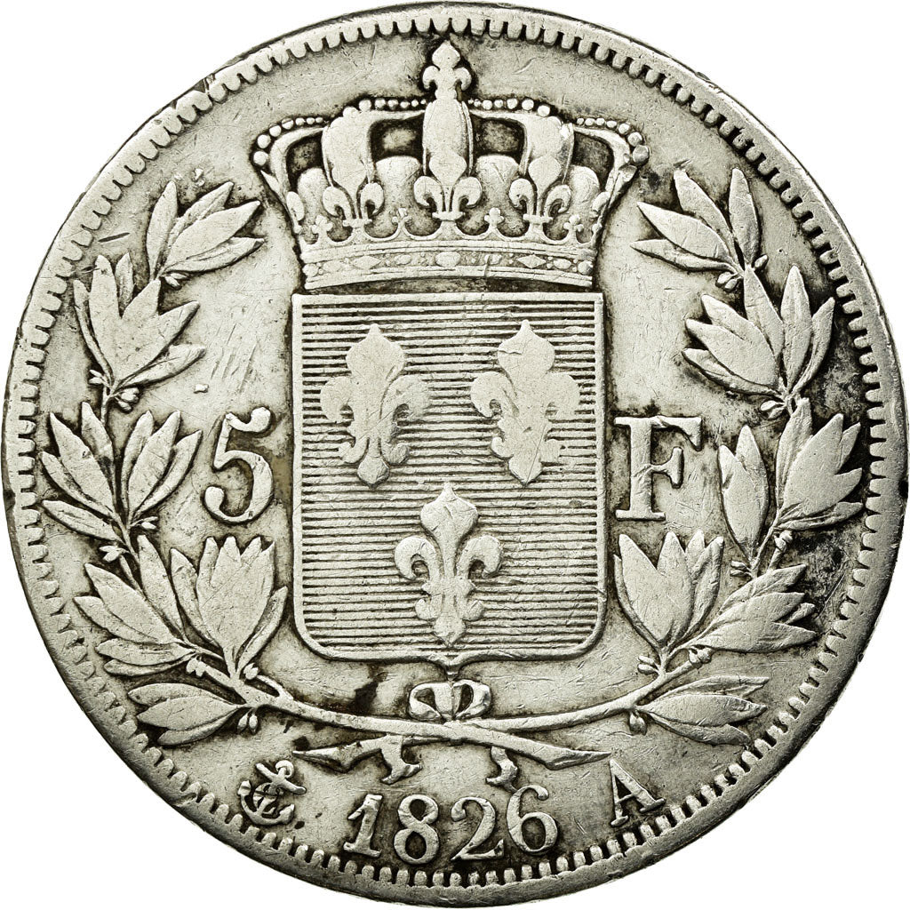 Coin, France, Charles X, 5 Francs, 1826, Paris, VF(30-35), Silver, KM:720.1