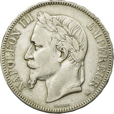 Coin, France, Napoléon III, 5 Francs, 1867, Strasbourg,AU(50-53),Silver,KM 799.2