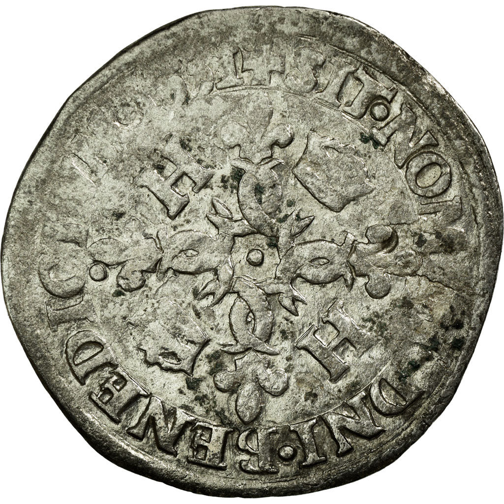 Moeda, França, Henri II, Douzain, 1551, Paris, VF(20-25), Prata, Sombart:4380