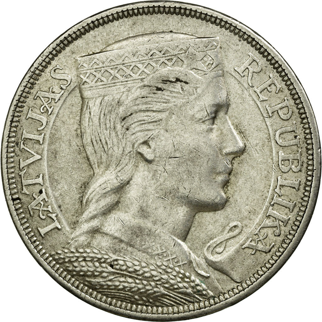 Coin, Latvia, 5 Lati, 1929, EF(40-45), Silver, KM:9