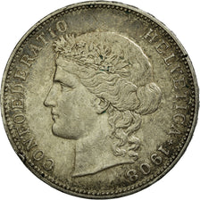 Coin, Switzerland, 5 Francs, 1908, Bern, EF(40-45), Silver, KM:34