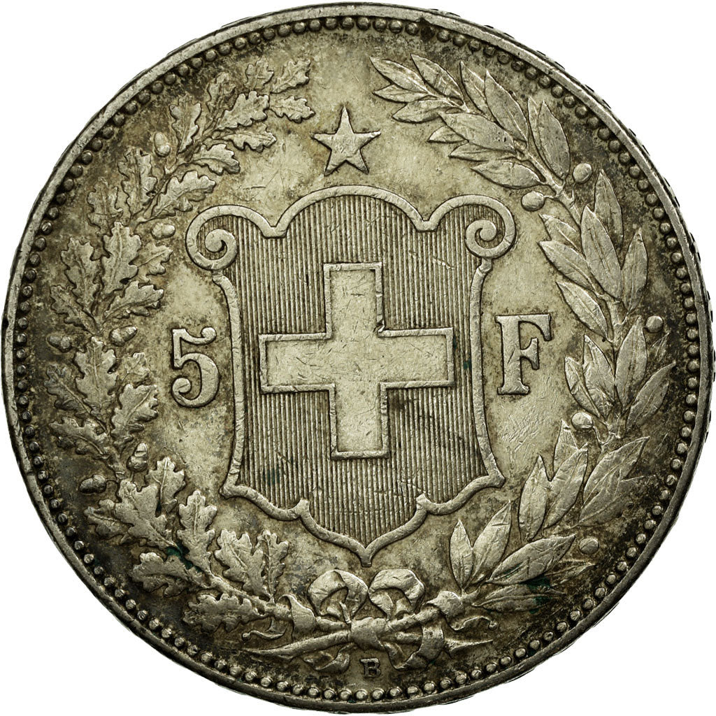 Coin, Switzerland, 5 Francs, 1908, Bern, EF(40-45), Silver, KM:34