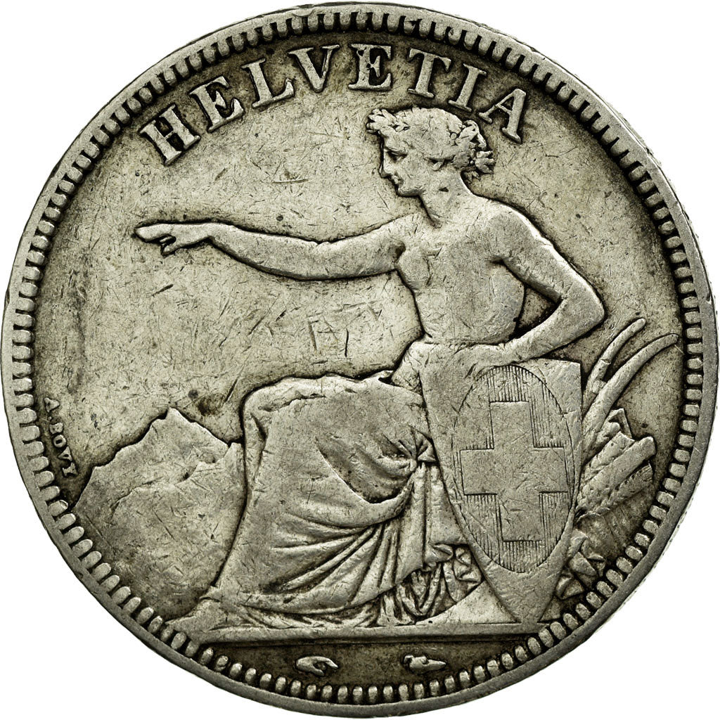 Coin, Switzerland, 5 Francs, 1850, Paris, EF(40-45), Silver, KM:11