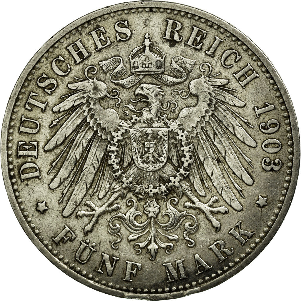 Coin, German States, PRUSSIA, Wilhelm II, 5 Mark, 1903, Berlin, EF(40-45)