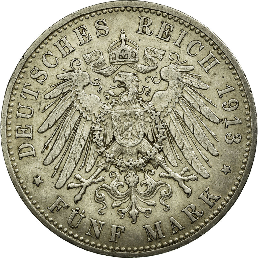 Monnaie, Etats allemands, PRUSSIA, Wilhelm II, 5 Mark, 1913, Berlin, TTB,KM 536