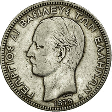 Coin, Greece, George I, 5 Drachmai, 1875, Paris, EF(40-45), Silver, KM:46