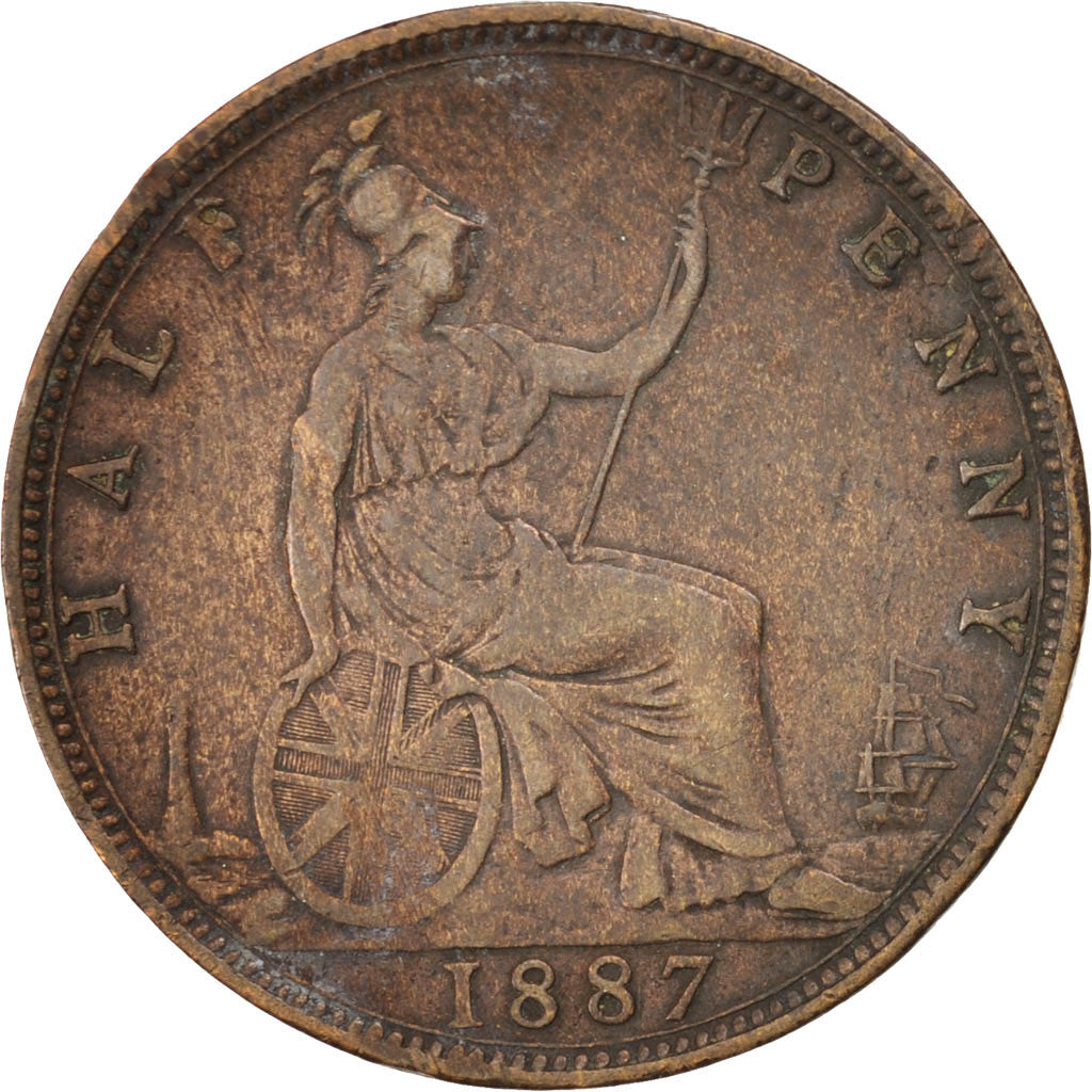 GREAT BRITAIN, 1/2 Penny, 1887, KM #754, VF(30-35), Bronze, 5.50